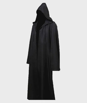 Zwarte Tovenaars Gewaad met Capuchon - Lang Kostuum voor Halloween & Cosplay (Volwassenen & Kinderen)