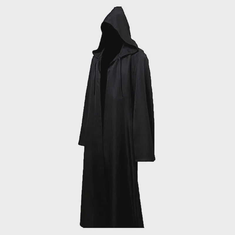 Zwarte Tovenaars Gewaad met Capuchon - Lang Kostuum voor Halloween & Cosplay (Volwassenen & Kinderen)