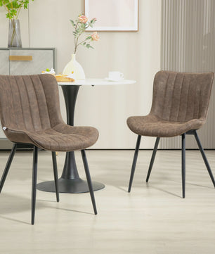 Set van 2 Moderne Gestoffeerde Eetkamerstoelen - Bruin