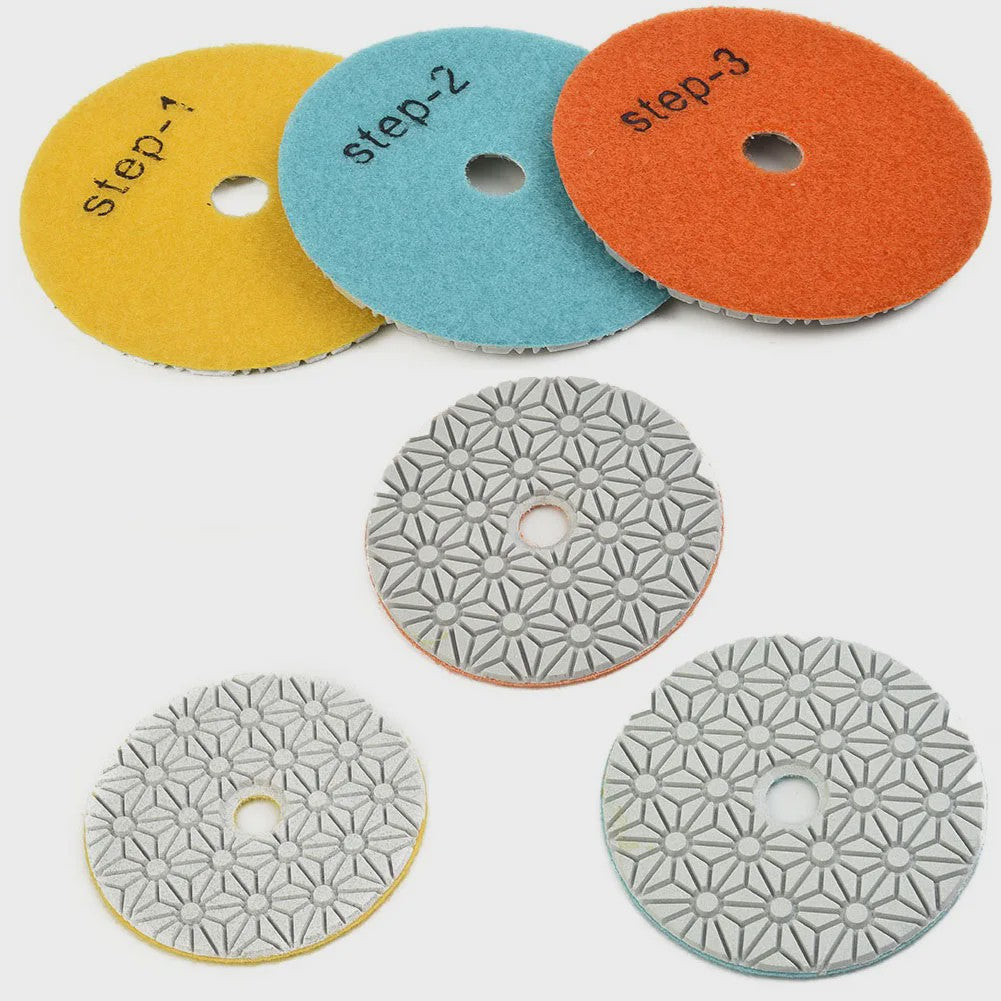 4-Inch Diamant Polijstpads Set - 3 Stappen - Nat/Droog Gebruik