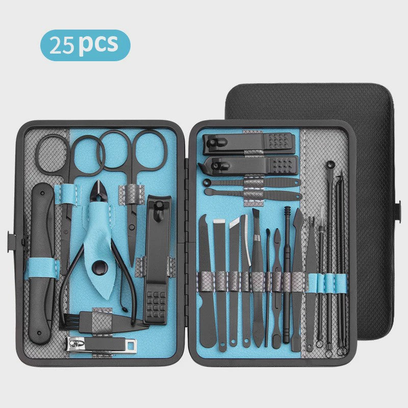 Professionele Manicure & Pedicure Set - 10/15/25 Stuks - Roestvrij Staal - Inclusief Draagbare Koffer