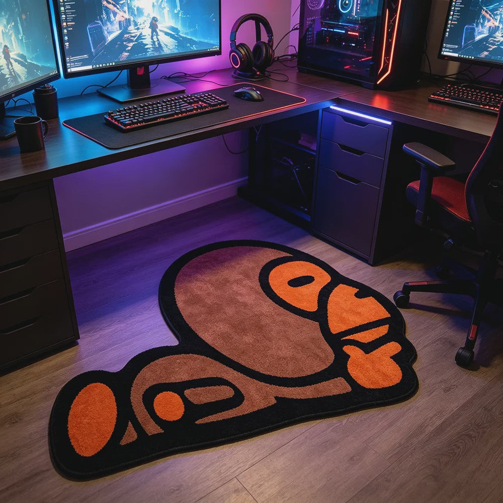 Creatief Aap Vorm Tapijt - Uniek Cartoon Design voor Gaming Kamer & Slaapkamer