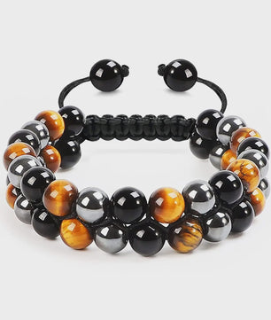 Handgemaakte Tijgeroog & Blauwe Steen Armband - Natuursteen Kralen (8mm)