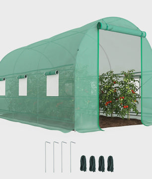 Outsunny Tunnel Greenhouse 400X200X200Cm with 6 Windows for Growing Green Plants