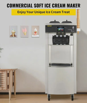 VEVOR Professionele Soft IJsmachine met 2+1 Smaken - 2200W