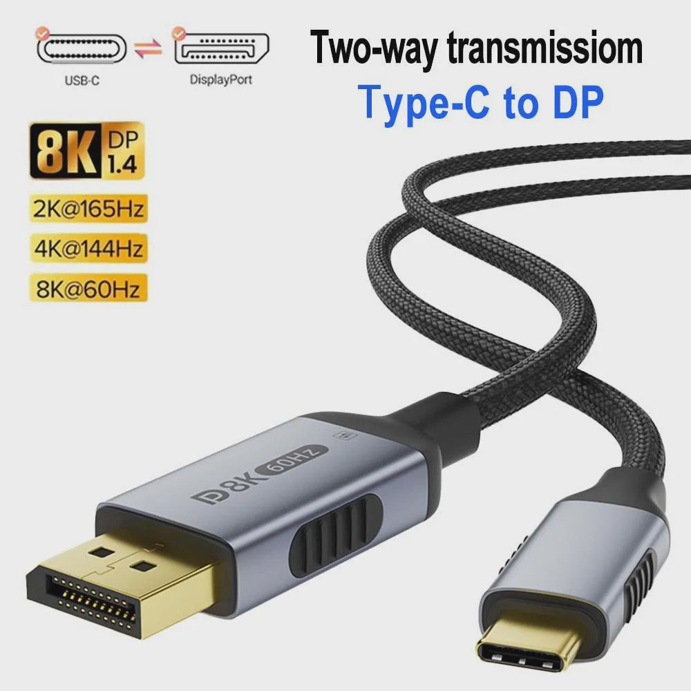 8K USB-C naar DisplayPort Kabel (DP 1.4) - 8K@60Hz, 4K@120Hz/240Hz - Bidirectioneel