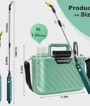 Elektrische Tuinsproeier met Telescoopsteel & 3 Mondstukken - Draagbaar