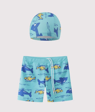 Zomer Zwemset Jongens: Zwembroek & Zwemkap met Cartoon Print - Sneldrogend & Comfortabel