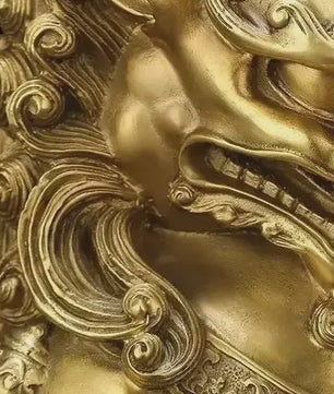 Set van 2 Koperen Feng Shui Leeuw Beeldjes - Symbool van Bescherming en Welvaart