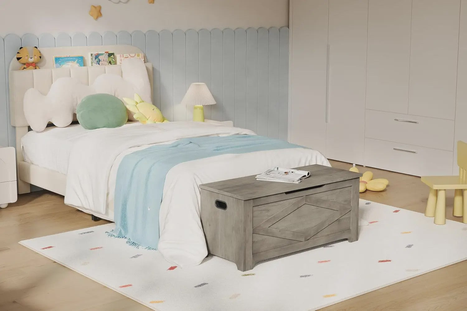 Rustieke Houten Opbergbank met Klepdeksel - Farmhouse Stijl