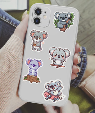 Schattige Cartoon Koala Stickers Set - Decoratief, Waterdicht & DIY voor Kinderen, Scrapbooking, Laptops