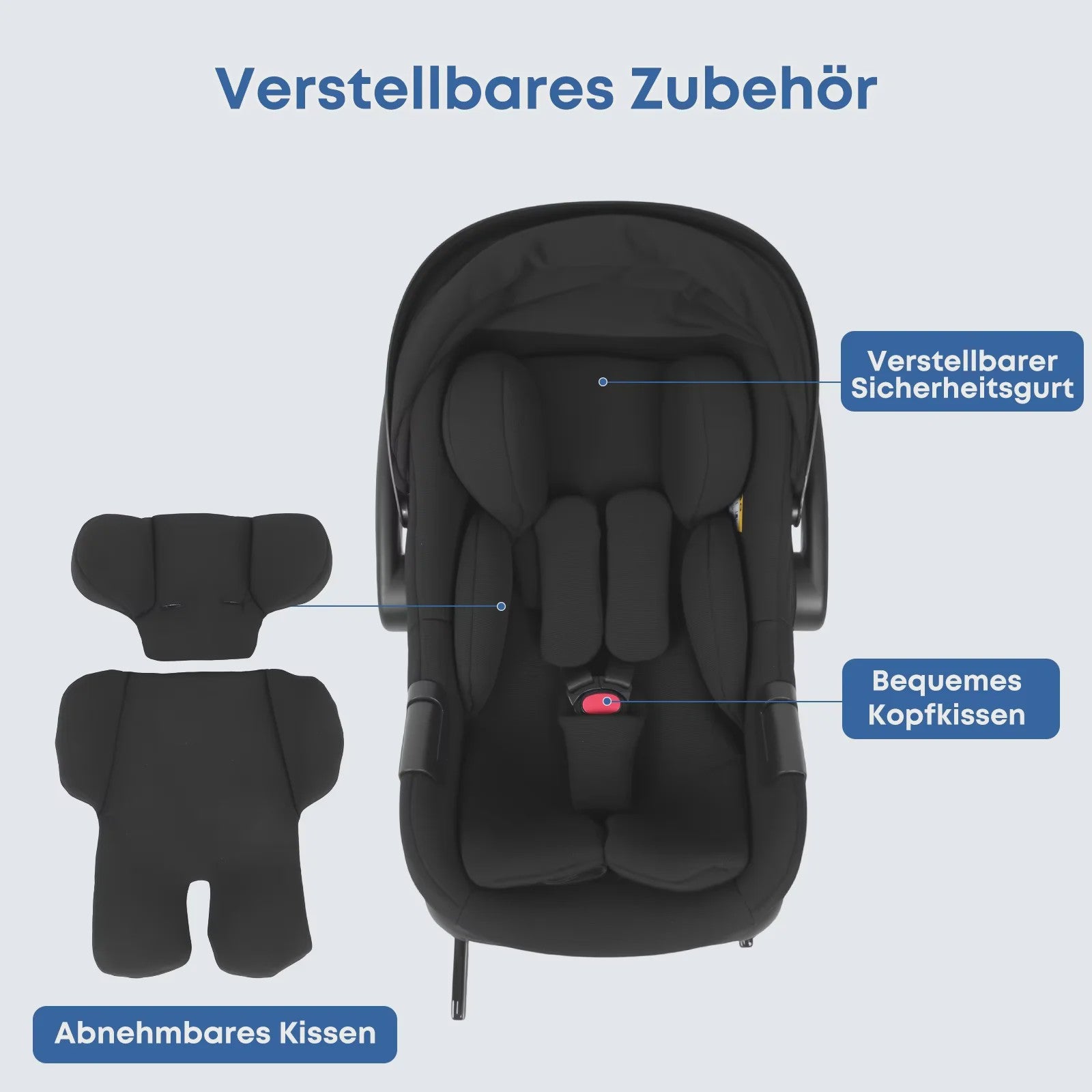 Babyvoyage Zwarte I-Size Babyautostoel met Isofix Basis, UPF45+ Zonbescherming en Ademend Mesh