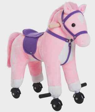 Bruin Hobbelpaard met Wielen, Geluiden en Pedalen - Geschikt voor Kinderen Vanaf 2 Jaar