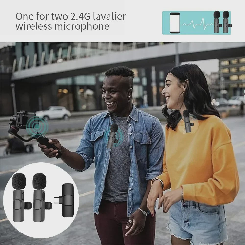 Draadloze Lavalier Microfoon Set (2.4G) voor iPhone & Android - Live Streaming & Opnames