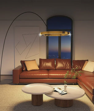 Moderne Gouden Ring Vloerlamp - Minimalistisch Design, Luxe Verlichting voor Woonkamer