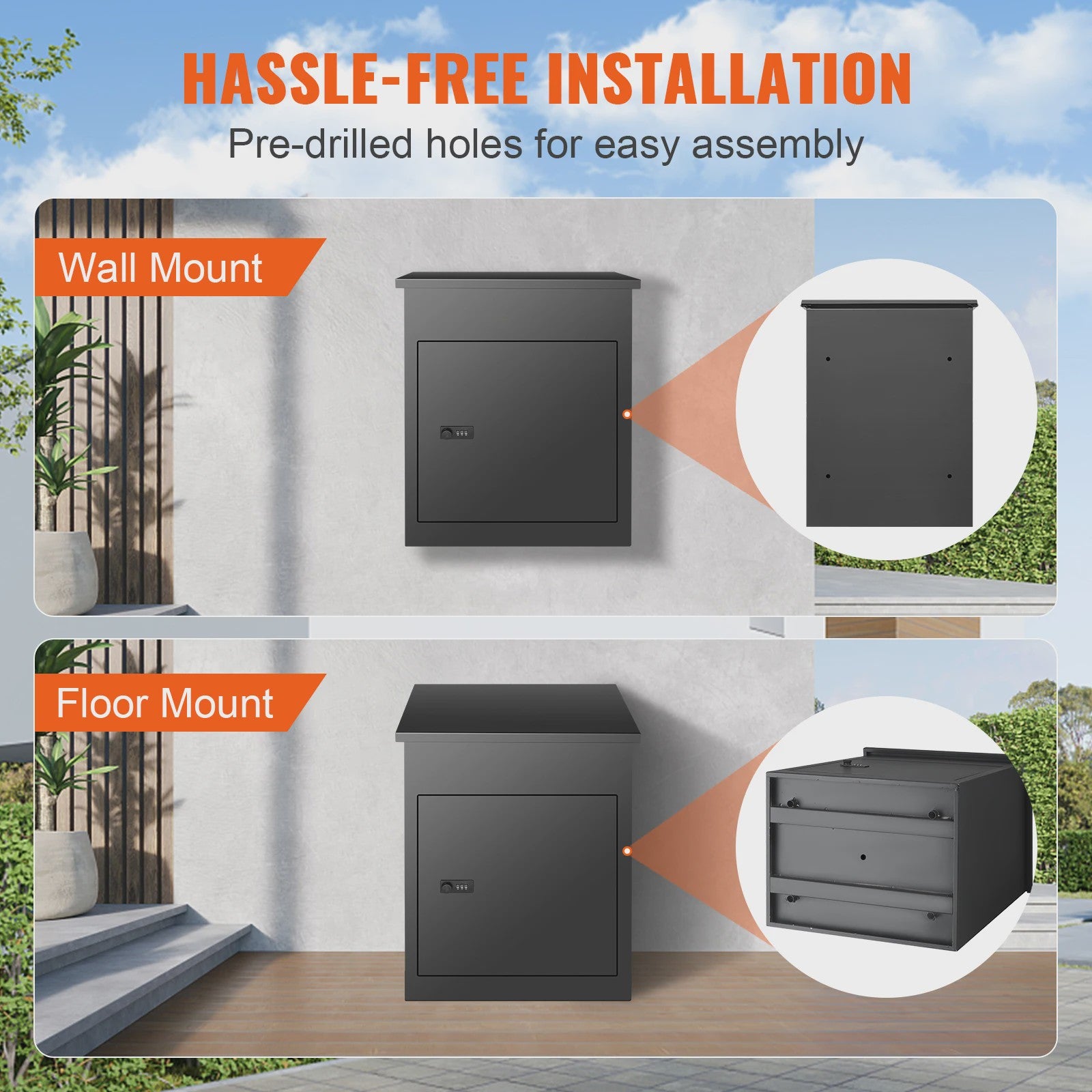 Wandmontage Brievenbus met Anti-diefstal Slot - IPX3 Waterdicht & Grote Opslag voor Pakketten