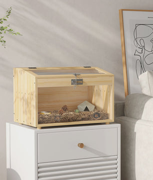 PawHut Houten Hamsterkooi met Acryl Venster - 55x35x35 cm