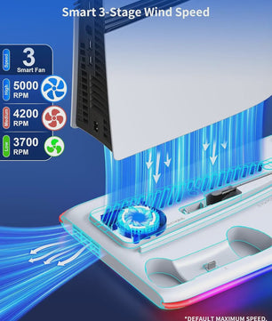 PlayStation 5 Cooling Stand met LED, Controller Oplaadstation & 3-Speed Ventilator