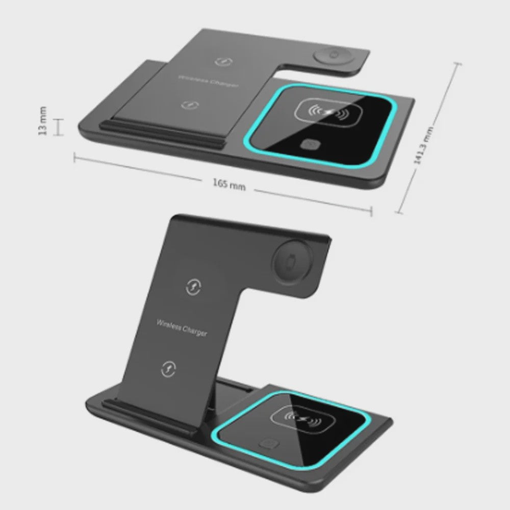 3-in-1 Draadloze Oplaadstandaard voor iPhone, Apple Watch & AirPods - Opvouwbaar