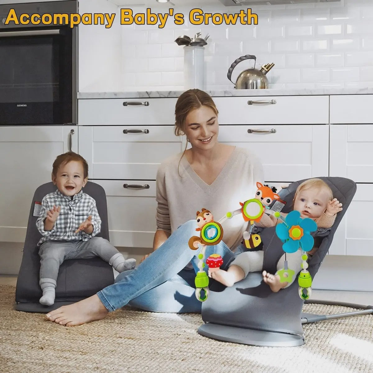 Multifunctionele Baby Activiteitenboog met Muziek & Speelgoed - Kinderwagen, Reiswieg, Autostoel