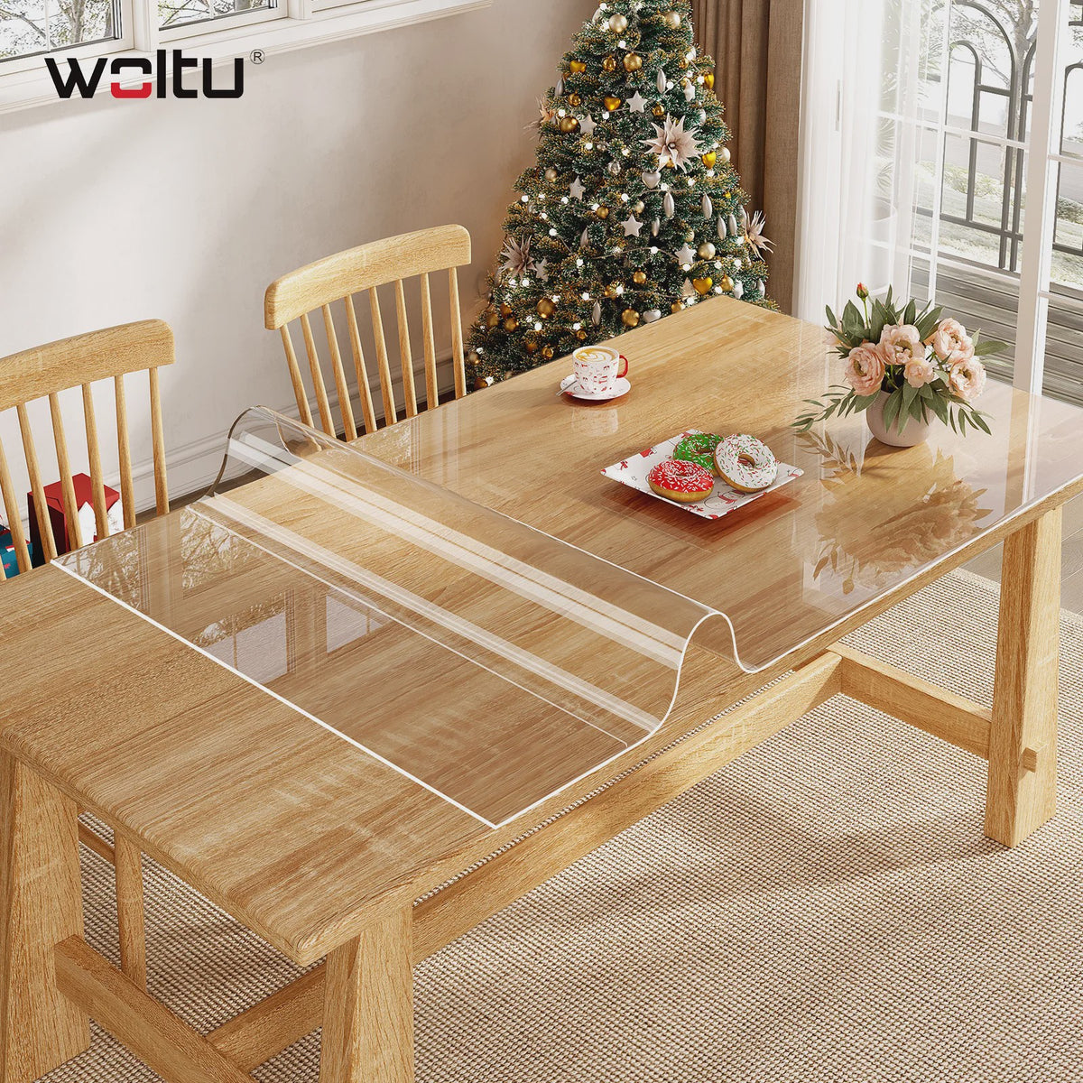 WOLTU Kristalhelder Transparant Tafelzeil 2mm Dik - Waterdichte Beschermhoes voor Eettafel & Bureau