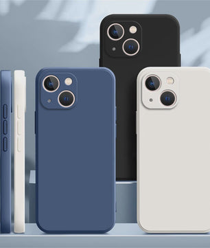 Luxe Vloeibare Siliconen Hoesje met Camera Bescherming voor iPhone 14 Plus, 11, 12, 13, 14 Pro Max, 12 Mini, 13 Mini