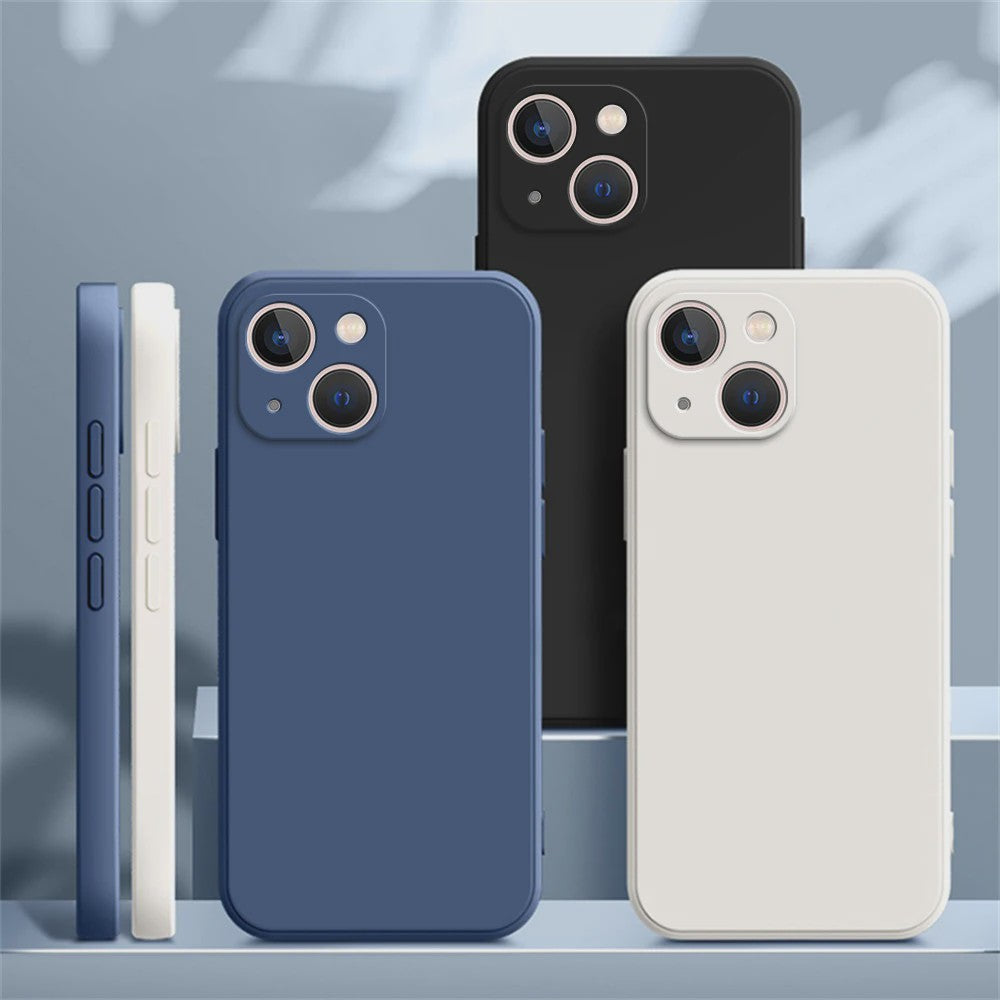 Luxe Vloeibare Siliconen Hoesje met Camera Bescherming voor iPhone 14 Plus, 11, 12, 13, 14 Pro Max, 12 Mini, 13 Mini