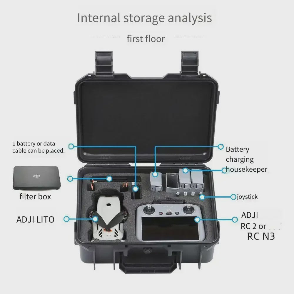 Waterdichte en Schokbestendige Opbergkoffer voor DJI Lito X1 Drone - Draagbaar & Veilig