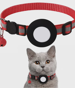 Verstelbare Airtag Kattenhalsband met Veiligheidsgesp, Bel & Reflectie - Anti-Verlies Tracker Houder