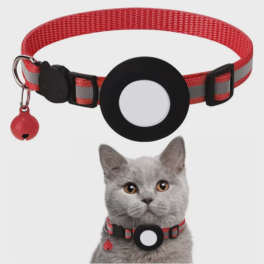 Verstelbare Airtag Kattenhalsband met Veiligheidsgesp, Bel & Reflectie - Anti-Verlies Tracker Houder