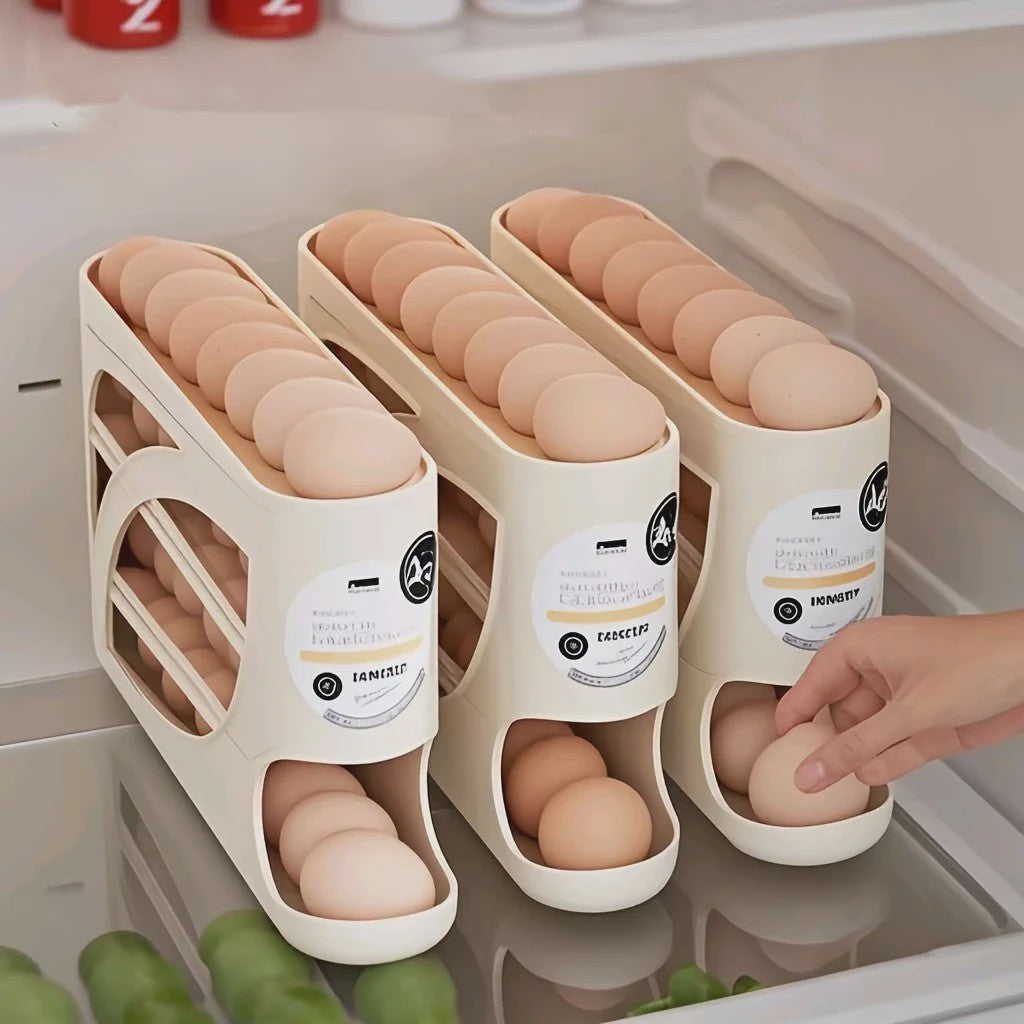3-Laags Eierhouder met Rol-ontwerp - Grote Capaciteit & Anti-Drop