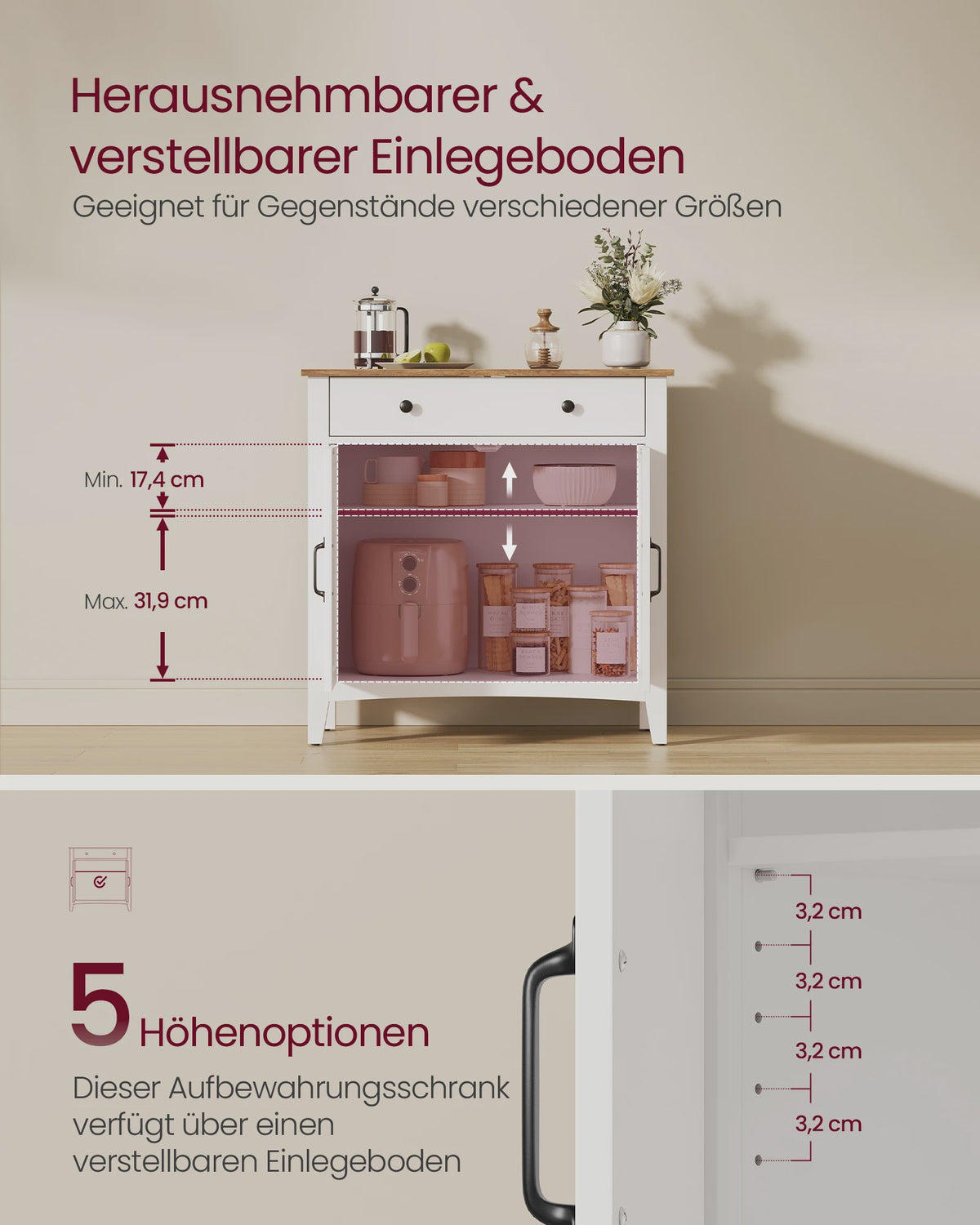 Landelijke Sideboard Kast met Lades en Deuren - Stijlvolle Opbergoplossing