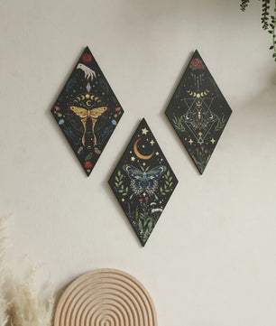 Unieke Houten Wanddecoratie Ruit Vlinder Maan Ster - Scandinavische Stijl