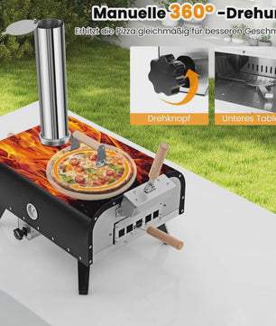 Draagbare RVS Pizzaoven voor Buiten met Pizzasteen & Schep