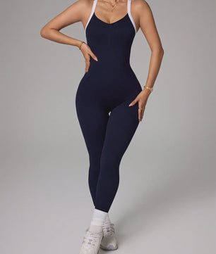 Seamless Yoga Jumpsuit met Gekruiste Schouderbanden - Sneldrogend & Ademend