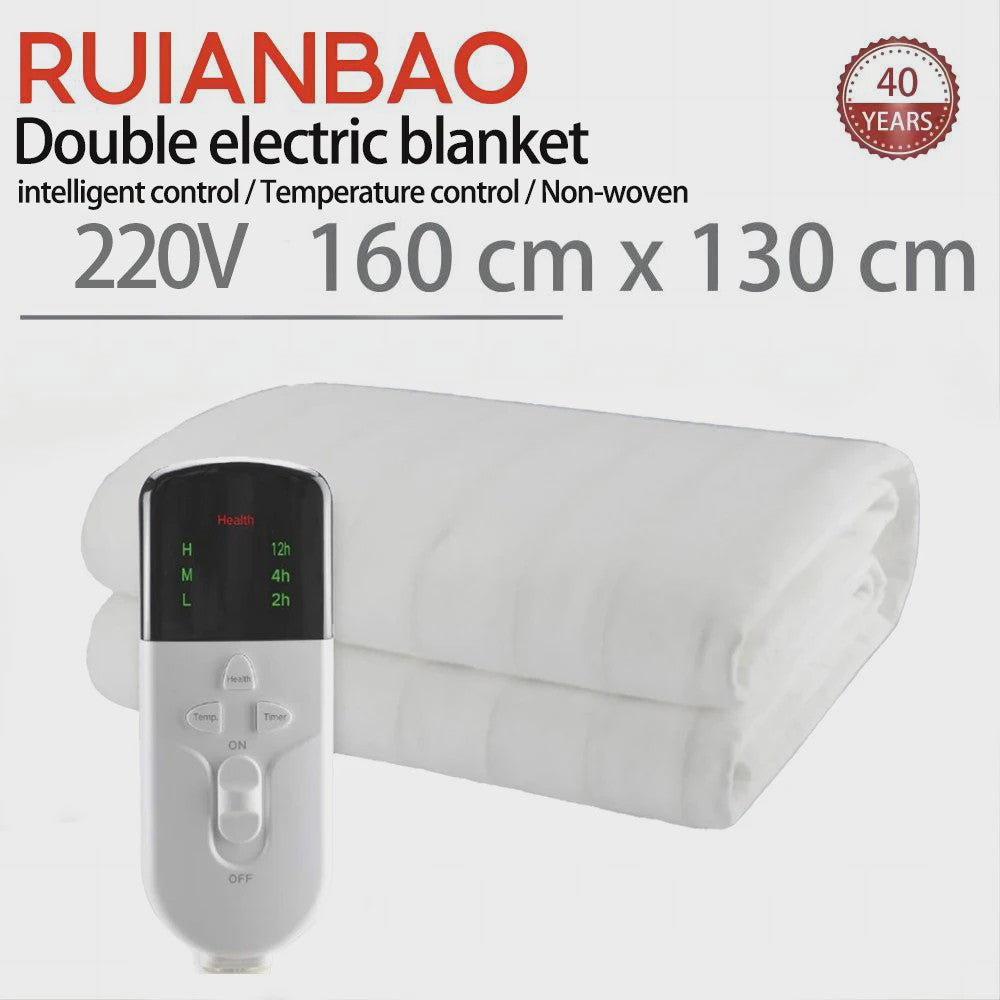 RUIANBAO Elektrische Deken 160x130cm - Verwarmde Deken met Intelligente Temperatuurregeling