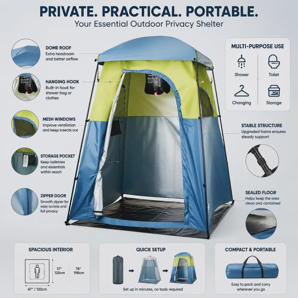 Draagbare Camping Douche- en Kleedtent - Privacy en Gemak voor Buitenactiviteiten