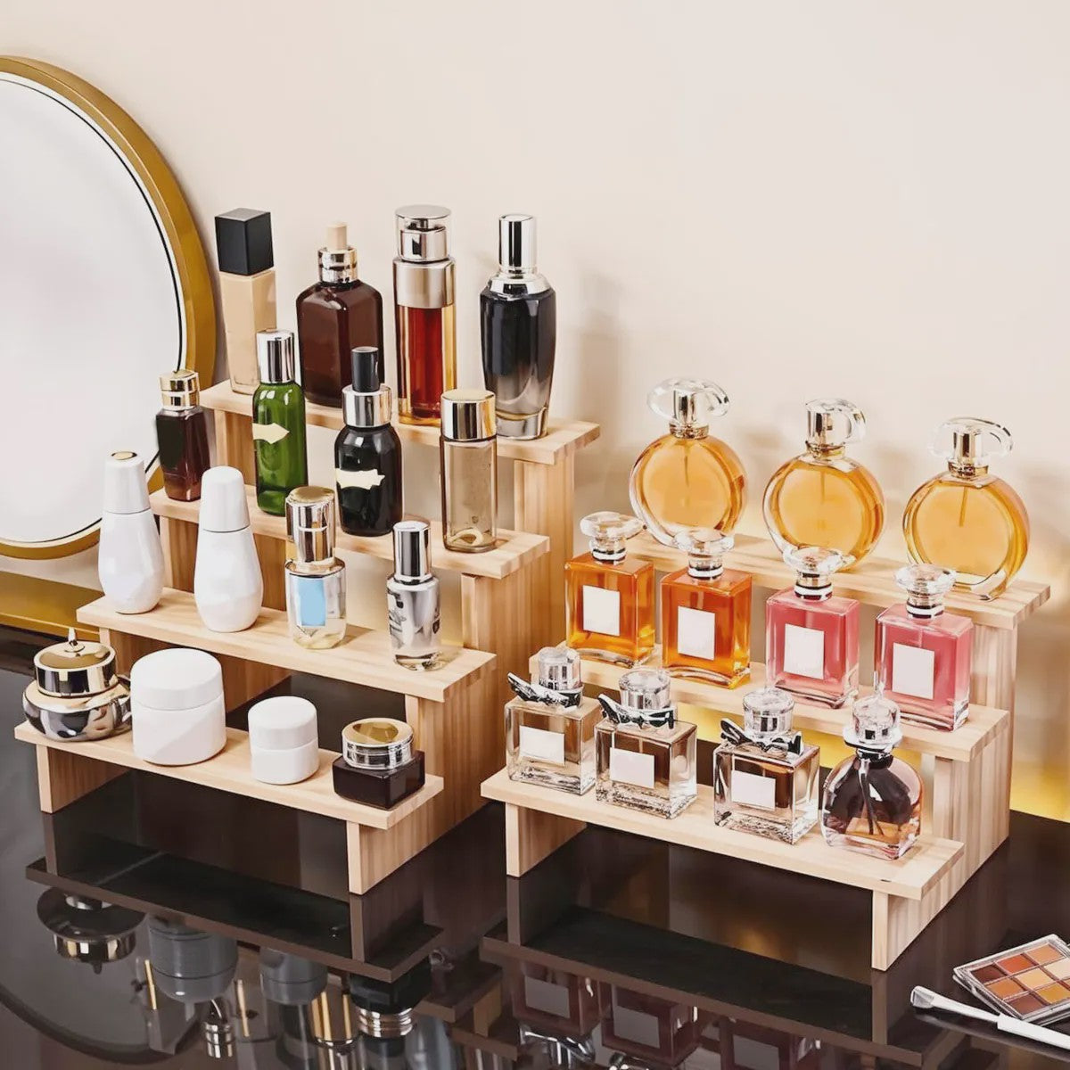 Houten Display Rek - Presenteer Parfum, Cosmetica & Sieraden