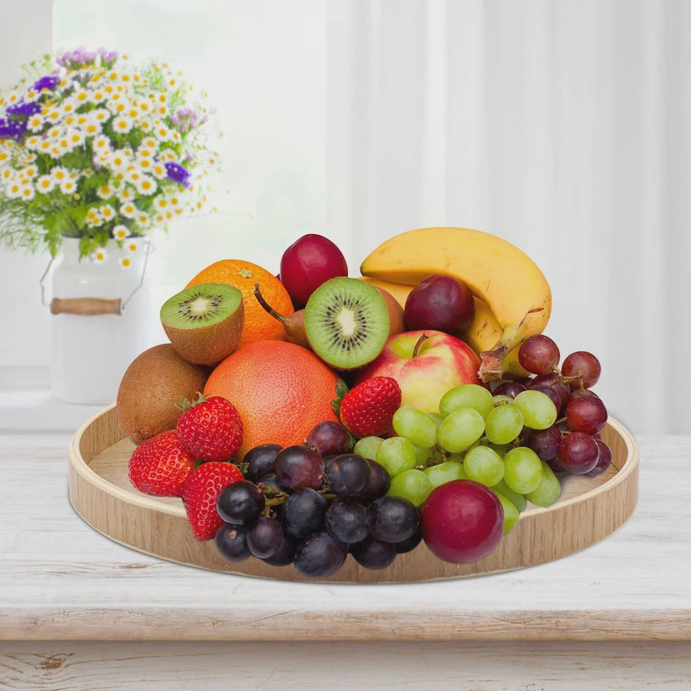 Houten Serveerschaal Rond - Stijlvol voor Thee, Fruit, Snacks & Decoratie