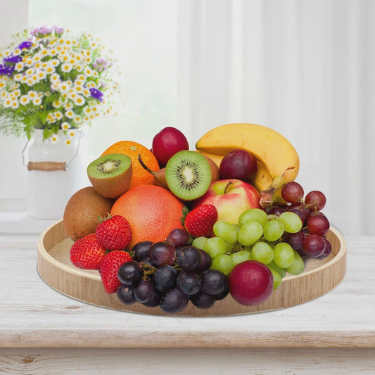 Houten Serveerschaal Rond - Stijlvol voor Thee, Fruit, Snacks & Decoratie