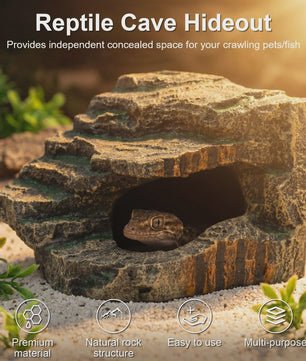 Decoratieve Reptielen Grot & Basking Platform - Hars Ornament voor Aquarium en Terrarium