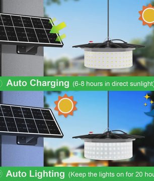 Draagbare Solar Hanglamp met 244 LED's, 360° Licht, Waterdicht & 5 Modi