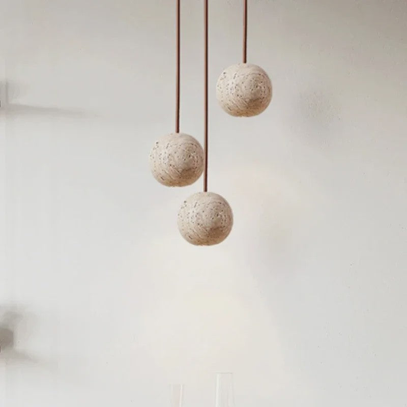SediaXL LED Hanglamp Travertin Geel Rond - Scandinavisch Design voor Slaapkamer & Nachtkastje
