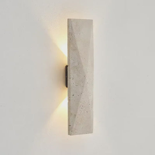 Japanse Stijl Wandlamp Travertin Steen Geel - Sfeervolle Buitenlamp