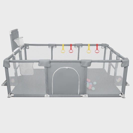 XL Baby Speelpen 180x120cm met Basketbalring, Voetbalframe en 50 Ballen