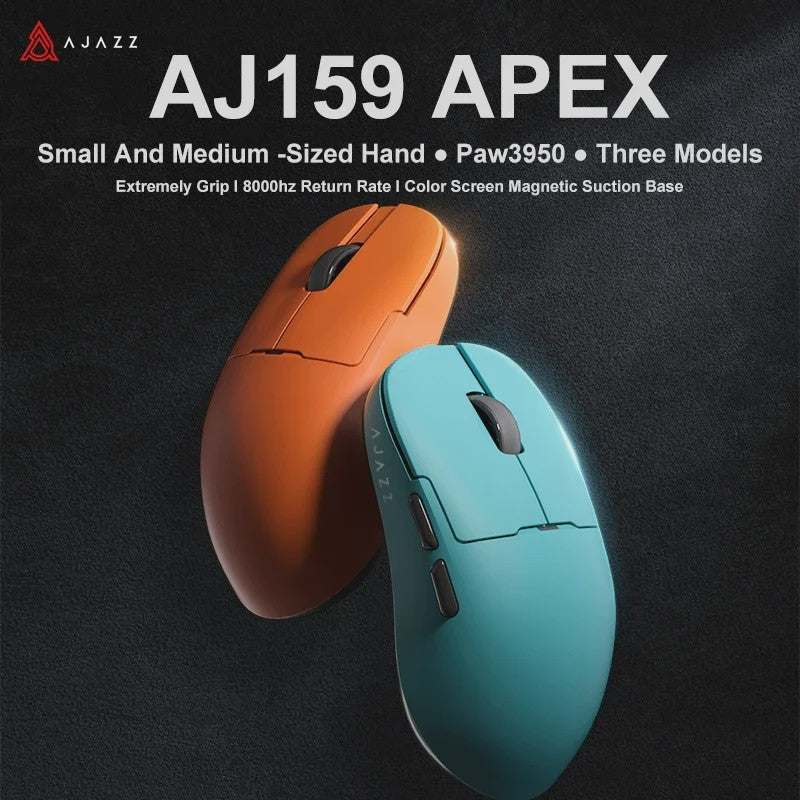 Ajazz AJ159 PRO/APEX Gaming Muis: 8000Hz, PAW3950 Sensor, Kleurenscherm Dock