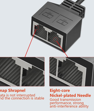 RJ45 Netwerk Splitter Adapter 1 Male naar 2 Female - CAT6/CAT5 Compatibel