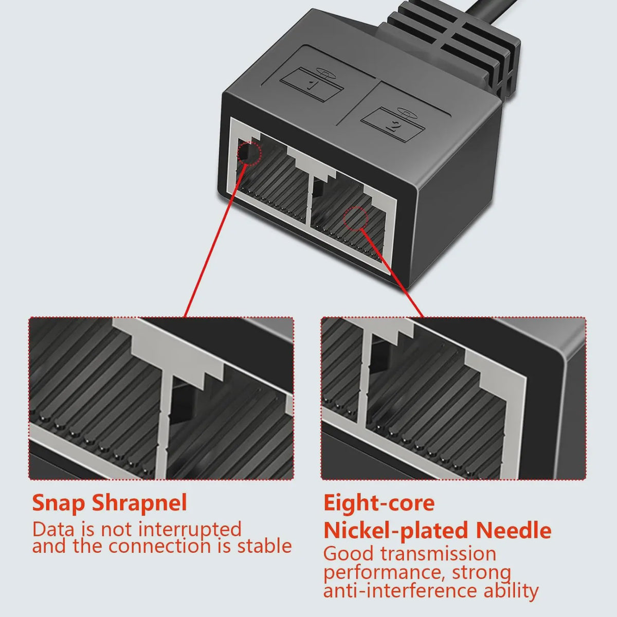 RJ45 Netwerk Splitter Adapter 1 Male naar 2 Female - CAT6/CAT5 Compatibel