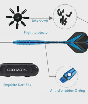 Professionele 3-delige Steel Tip Darts Set - 24g - Aluminium Shafts & Opbergdoos