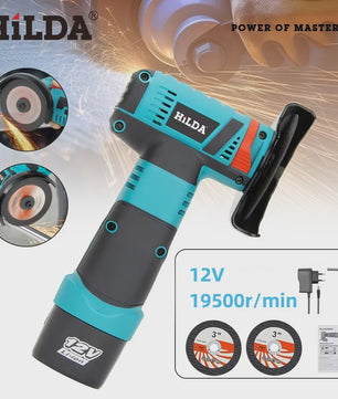 HILDA 12V Mini Haakse Slijper 3" - Draadloos, Krachtig & Veelzijdig